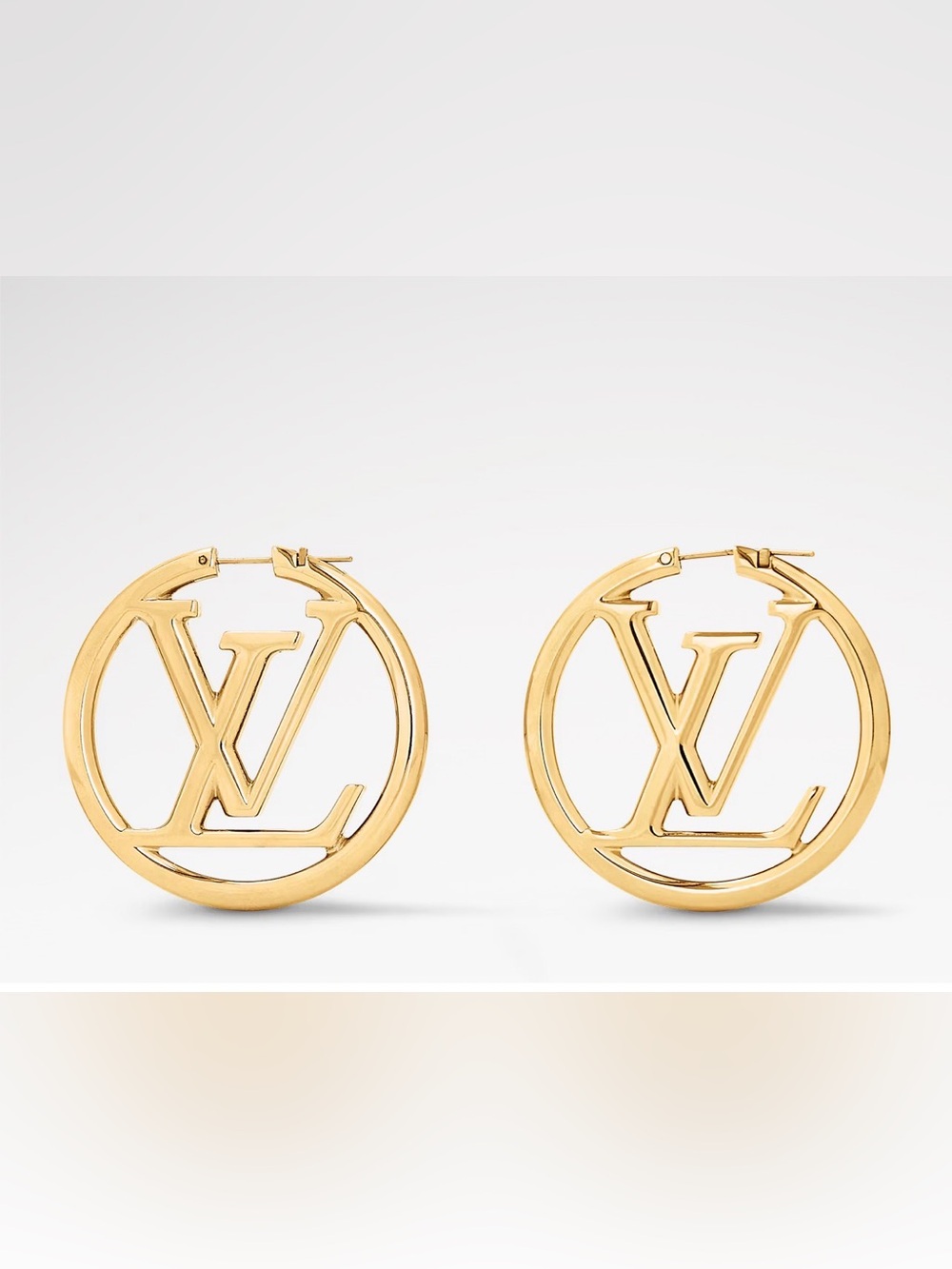 Louis Vuitton Gold LV Circle Logo Hoop Earrings